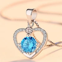 romantic necklace 925 silver jewelry with zircon gemstone heart shape pendant accessories for women wedding party promise gifts