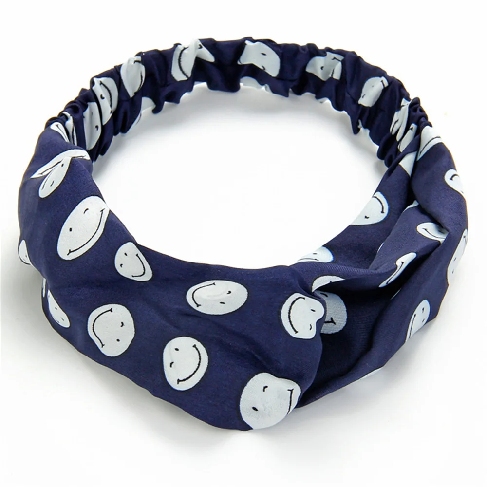 Повязка на голову женская с принтом улыбки эластичная лента для волос в