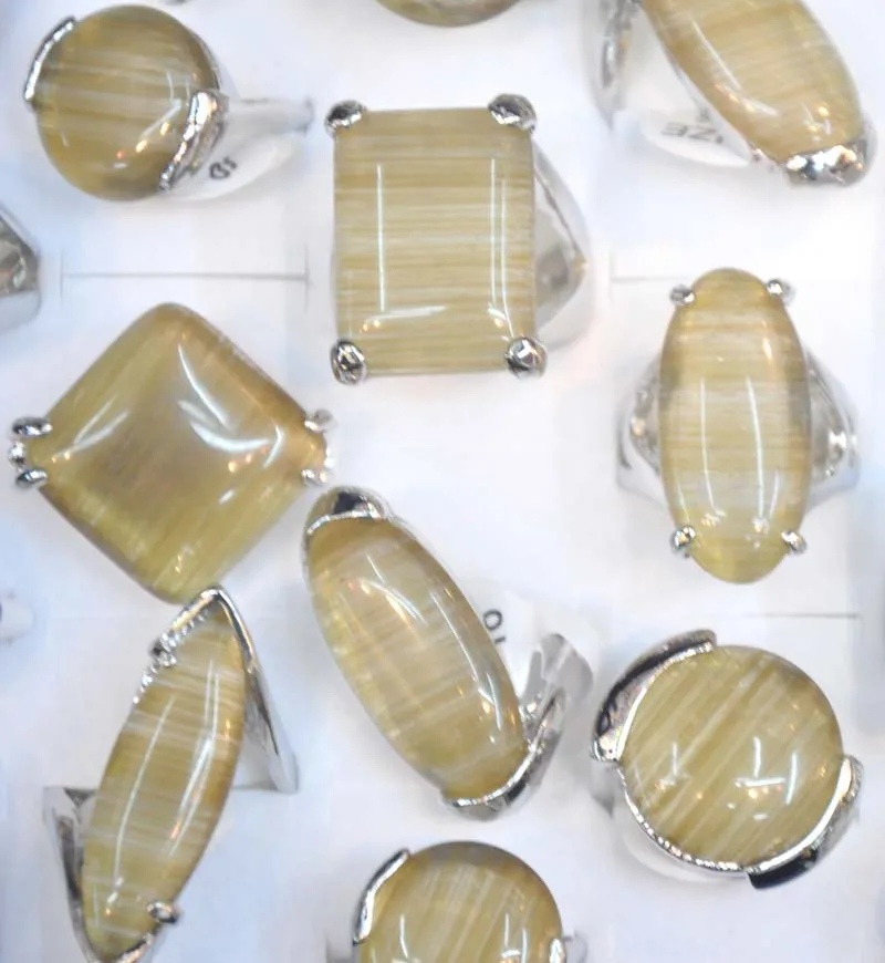 

20pcs Middle East Red/Blue/Green/Black Stone Ring for Women Silver Color Opal Rings Jewelry African Ethiopian Wedding Gifts