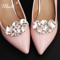 miallo fashion silver color big crystal stone wedding shoes clips bridal shoe buckle for women bride high heels accessories