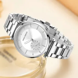 Часы женские кварцевые в деловом стиле, с браслетом из нержавеющей стали