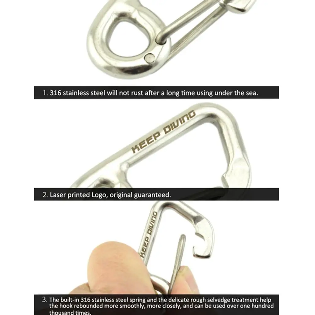 

316 Steel Simple Hook Diving Safety Buckle Length Quick Underwater Hook Release Accessories Scuba Equipment Safe U7Q5