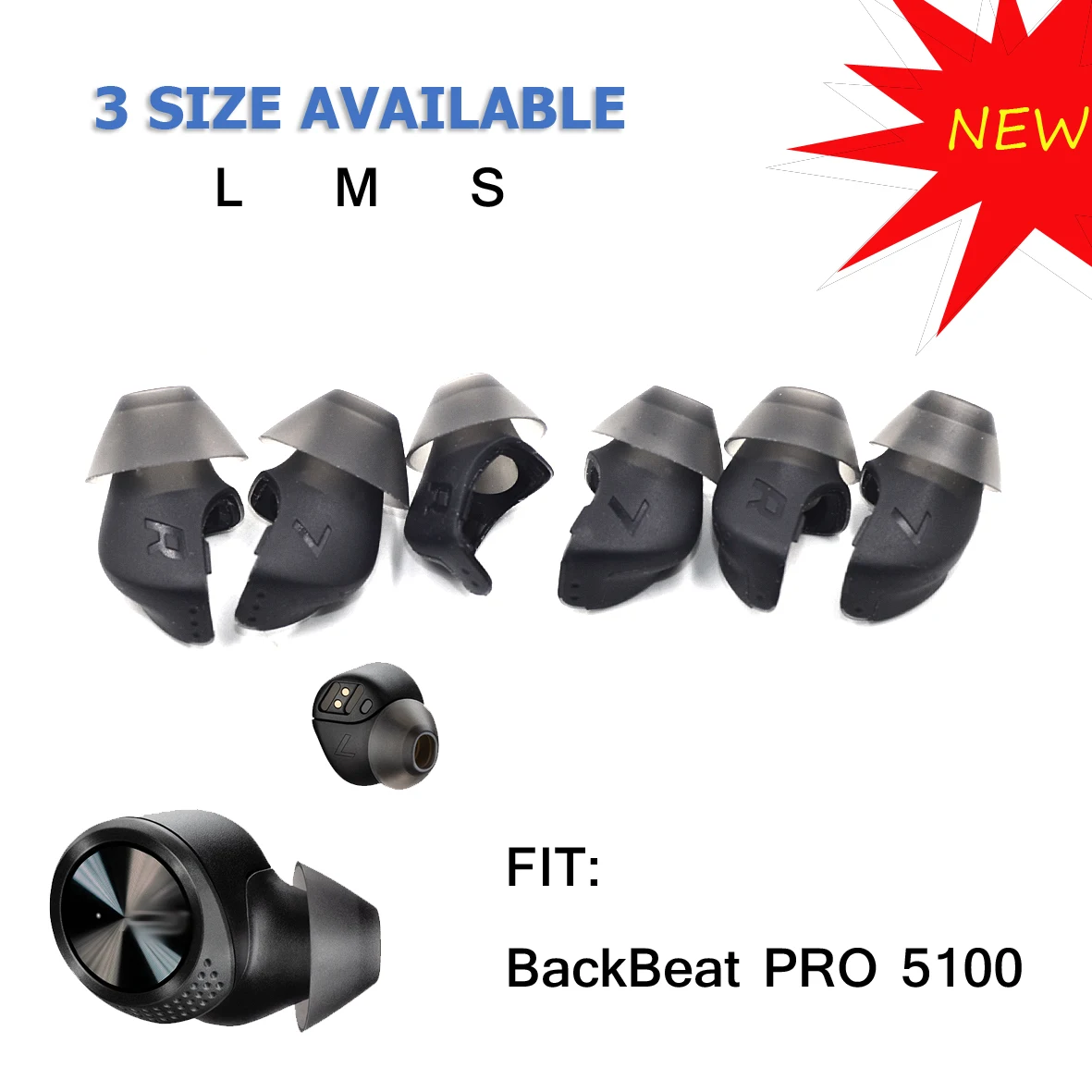 Сменные вкладыши из силикагеля для наушников Plantronics BackBeat Pro 5100 | Электроника