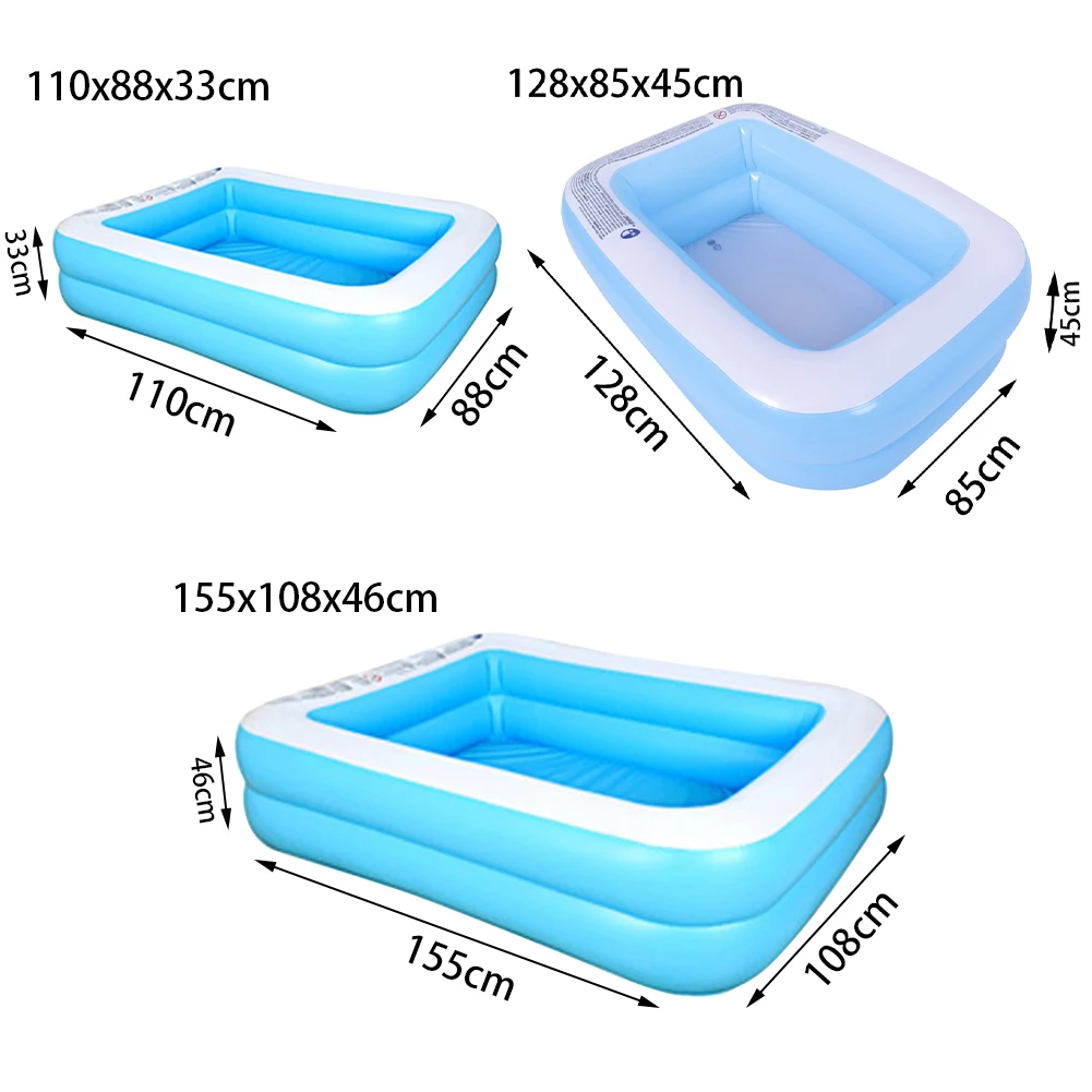 

Bathing Inflatable Swimming Pool Wear Resistant Rectangular Home Family Kids Adults Baby Portable Summer PVC Indoor Outdoor