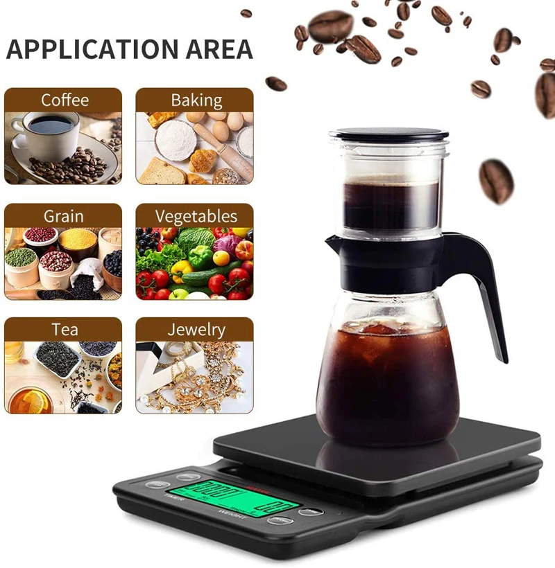Household Drip Coffee Scale with Timer 0.1g High Precision Electronic Scales Digital Kitchen food LCD Weight Balance | Дом и сад