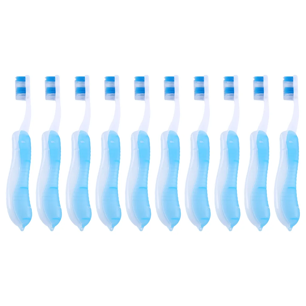 

10pcs Folding Travel Toothbrush Portable for Travel Trip Camping (Light Blue)