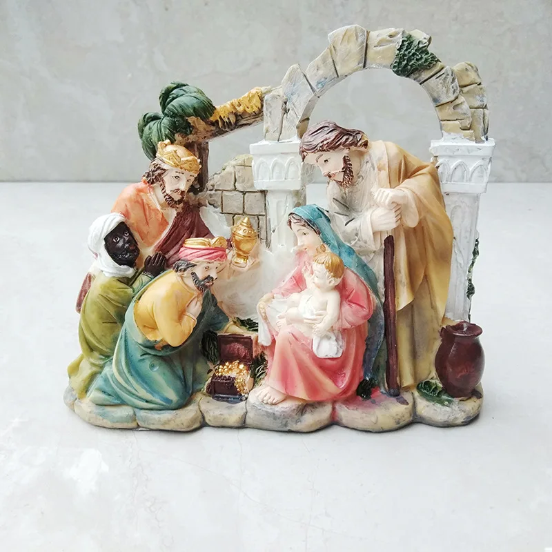 

Resin crafts creative Jesus birth manger virgin mary statue religious ornaments