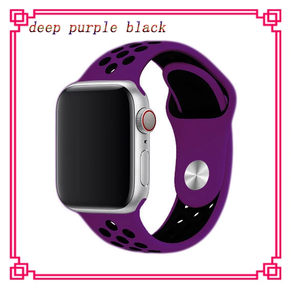 deep purple black Ремешок для apple watch 5 4 band iwatch series 4 3 2 correa apple watch 42 мм 38 мм 44 мм 40 мм силиконовый браслет pulseira ремешок для часов - Цвет ремешка: deep purple black