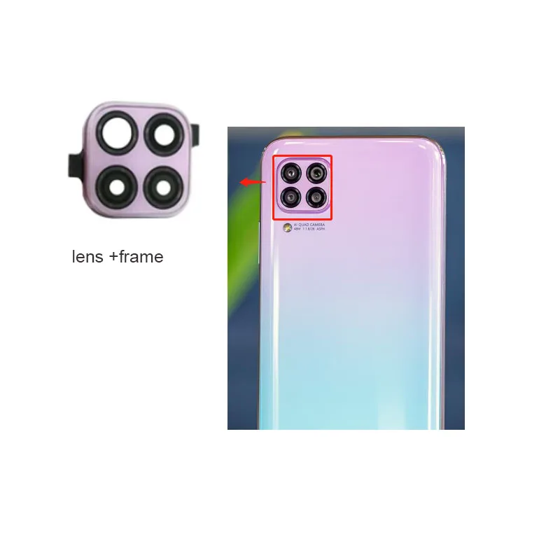Стекло для объектива задней камеры Huawei P40 Lite Nova 7i стеклянный объектив с рамкой