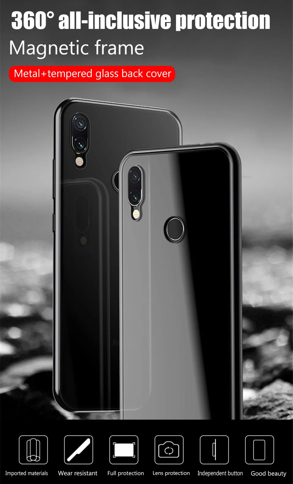 Металлический магнитный чехол для Xiao mi Red mi Note 7 6 5 K20 Pro противоударный чехол для Xiaomi mi 9T 9 SE CC9 CC9e A3 Lite стеклянная задняя крышка