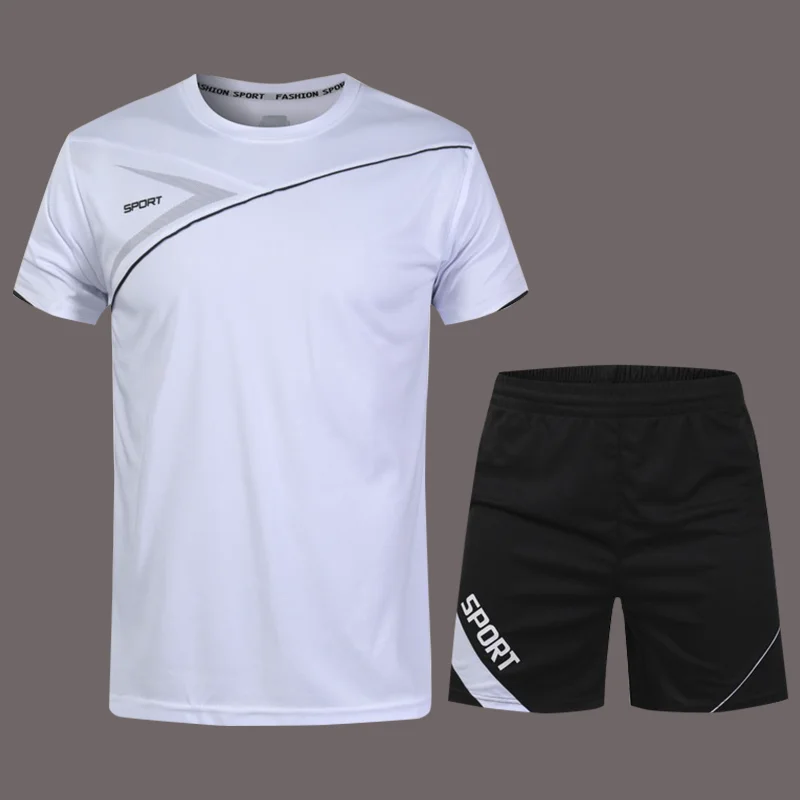 Мужской комплект спортивный костюм летние Модный футболка + шорты мужской из