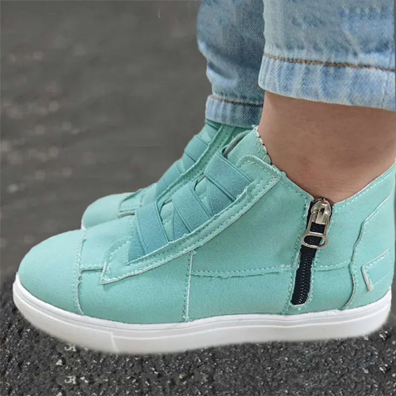 

2020 Plus Size Casual Women Shoes Summer Autumn Canvas Platform Ladies Sneakers Elastic Band Flat Women Vulcanize Shoes 088