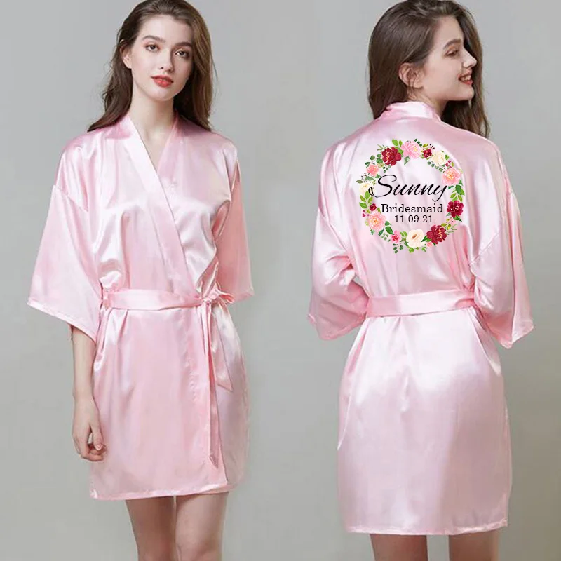 Халат-кимоно Женский Шелковый атласный с цветочным принтом | Женская одежда