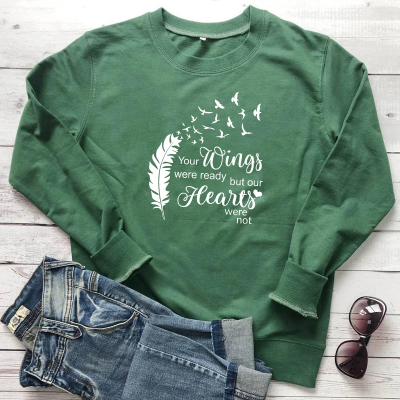 

Ваши крылья готовы Толстовка Мода Графический вдохновляющие цитаты пуловеры эстетическое Для женщин христианской вере кофты