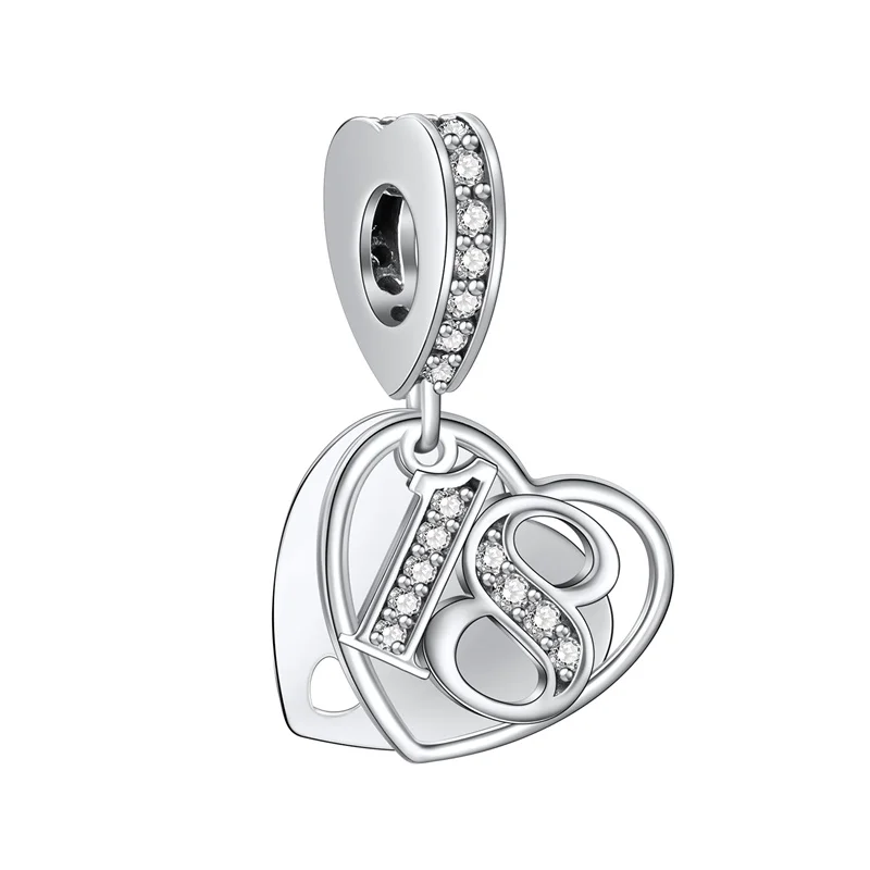 Шарм в виде сердца на годовщину рождения подходит для браслета 16-21 лет