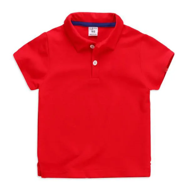 

New style kid's summer lapel neck solid color T-Shirt casual tops