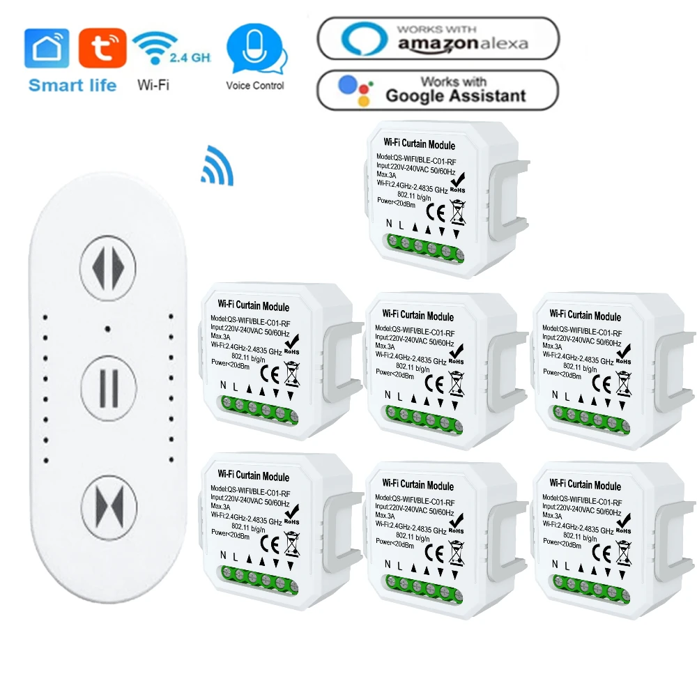 

Модуль переключателя для штор Tuya, Wi-Fi RF управление через приложение/Голосовое управление, совместим с Alexa Google Home, таймер, управление общим до...