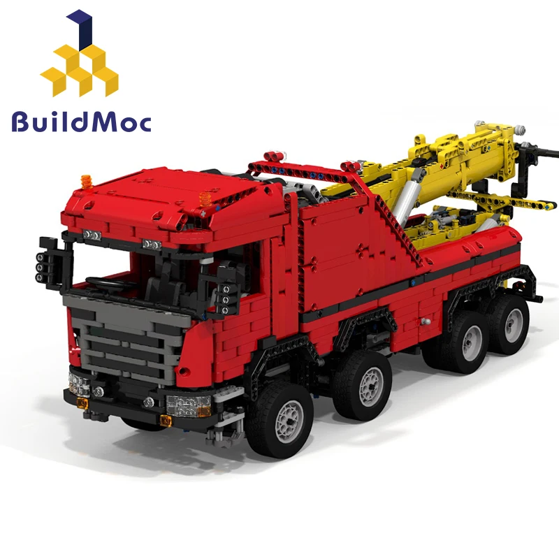 

BuildMoc 0583 Scania 8x8 Extreme tow truck Arocs model building blocks high-tech 6x6 All Terain Tow Truck Brick Christmas Gifts