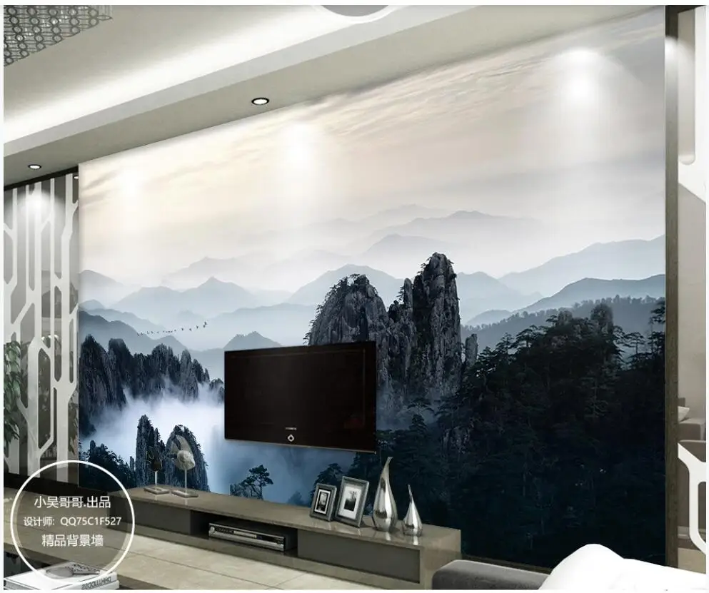 Custom mural 3d photo wallpaper Chinese natural mountain landscape background living room Home decor for wall 3 d | Обустройство дома