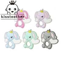 kissteether new 1pcs bpa free animal silicone elephant teethers food grade baby teething product diy baby tiny rod toy gift