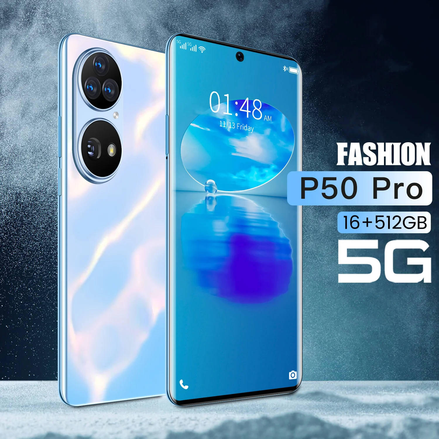 2021 new p50 pro 7 3 inch smartphone 16512gb 8000mah big battery 10 core 64mp camera mobile phone global version gift free card free global shipping