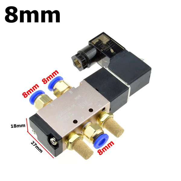 Пневматический электромагнитный клапан, 5-позиционный порт, 2-позиционный пневматический электрический магнитный клапан, 12 В, 24 В, 220 В, катушка, вольт 4 мм, 6 мм, 8 мм, шланг 4V110-06