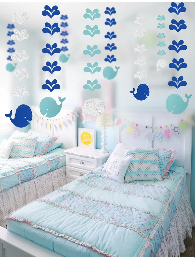 3 звёздочки розовый золотой синий Кит блестящий бумажный баннер подвесные