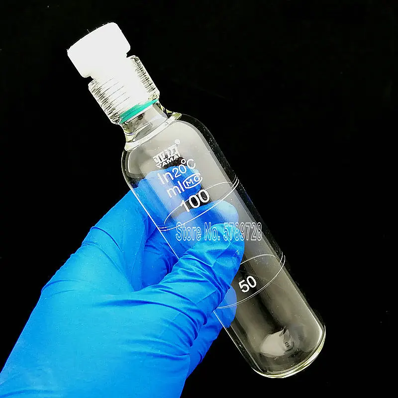 1pcs Screw Glass Pressure Flask with Tetrafluoro-Threaded Plug，Total Phosphorus Total Nitrogen Screw Colorimetric Tube 10-100ml