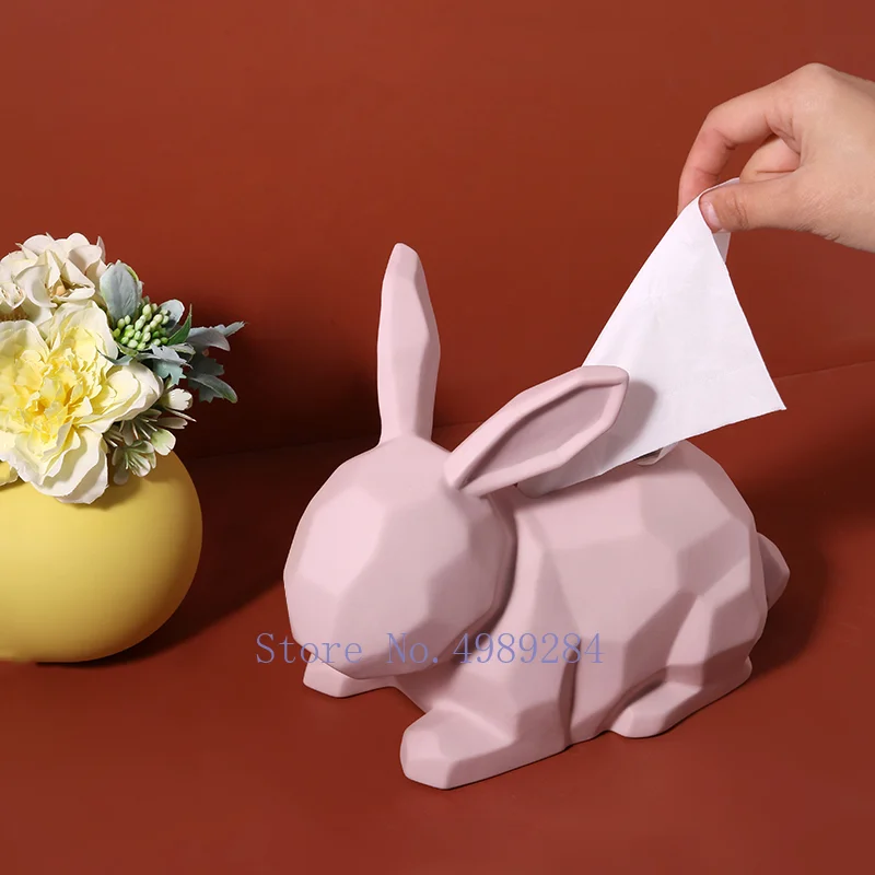 

Креативная керамика коробка для салфеток Имитация животных Кролик олень геометрический дом гостиная Настольная организация для хранения ...