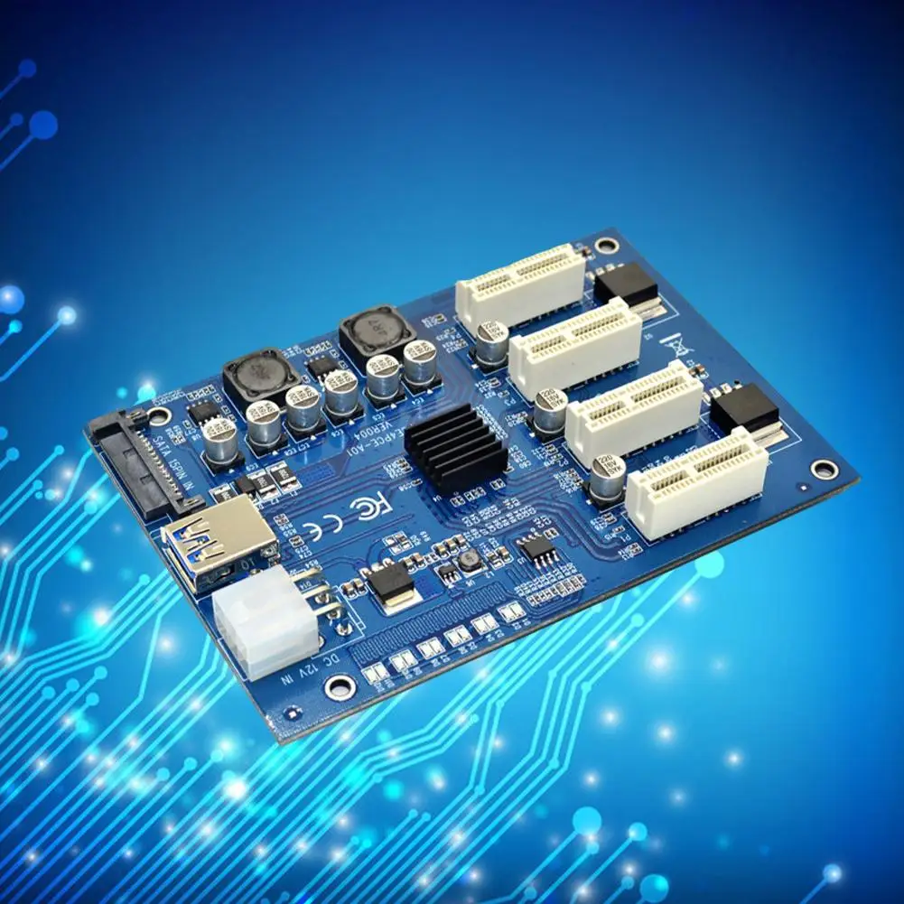 

PCI-E to PCIe riser card PCI-E X1 to 4PCI-E X16 Expansion to Switch 4 PCI Port 1 Riser Kit 6 Pin USB HUB Sata Multiplier Ex Z1L3