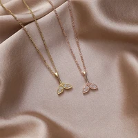 fashion light luxury zircon fish tail necklace clavicle chain ins trendy women simple temperament neck jewelry necklace