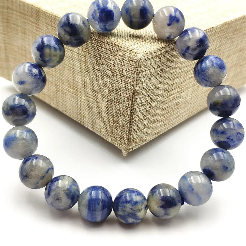 Круглый браслет из 100% натурального синего дюмортиерита кварца рутилированного