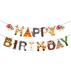 Гирлянда с лесными животными, одноразовая посуда в виде леса, медведя, лисы, джунглей, сафари, декор для дня рождения, для маленьких мальчиков и девочек