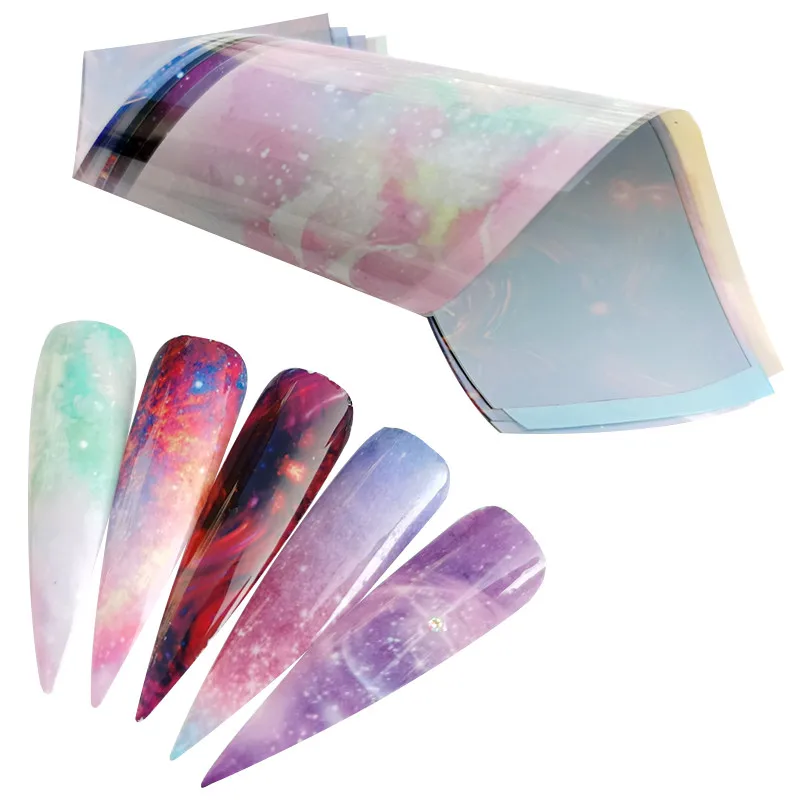 

2021 Nail Foils Marble Series Pink Blue Foils Paper Nail Art Transfer Sticker Slide Nail Art Decals Nails Accessories