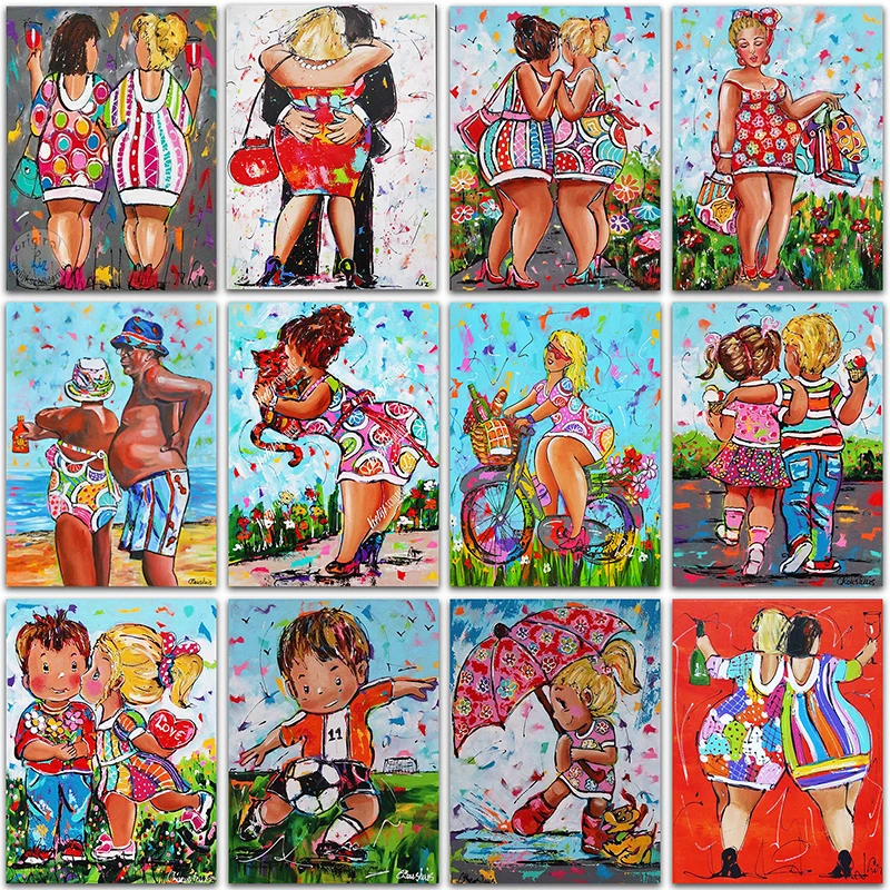 5D алмазная живопись сделай сам мультяшная картина с толстыми девушками