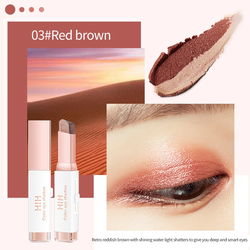 

Velvet Milk Tea Eyeshadow Stick Stereo Gradient Shimmer Double Color Lazy Eye Shadow Pen Eye Makeup Cosmetics Tool Waterproof