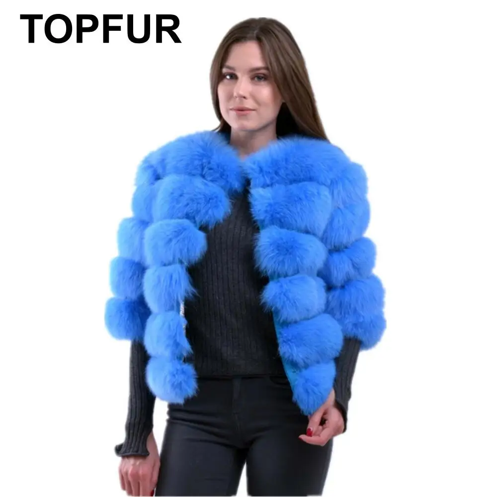 Модные зимние женские короткие пальто TOPFUR стандартные из натурального меха