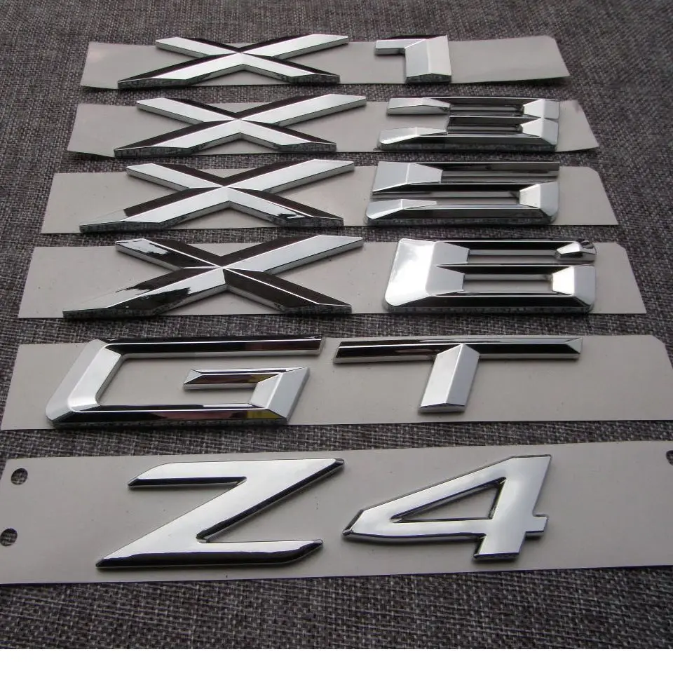 

Chrome ABS Number Letters Word Car Trunk Badge Emblem Letter Decal Sticker for BMW 3 Series GT 5 Series GT X1 X3 X5 X6 Z4