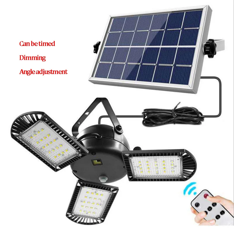

Уличная лампа на солнечной батарее с дистанционным управлением, водонепроницаемый светильник с тремя головками для сада, патио, гаража, уличного освесветильник