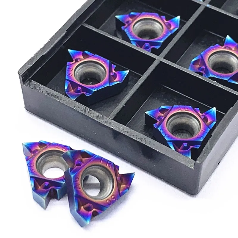 Hoja de carburo cementado MMT16ER de alta calidad, AG60-S MMT16IR AG60-S, rosca nano azul, hoja de herramienta CNC 16ER 16IR AG60