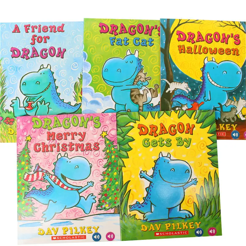 

5 Books/Set Dragon Tales Fat Dinosaur Legend Picture Book Picture Book English Story Children's Learning Toys Libros