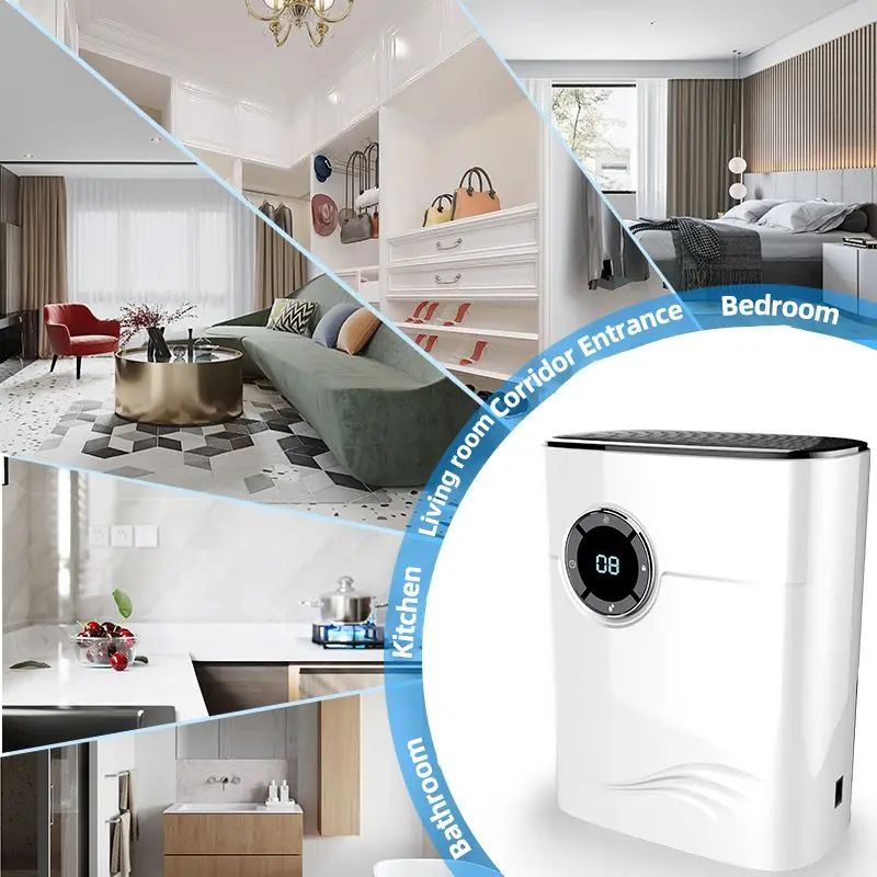 

Electric Dehumidifier Anion Air Purifier 1-12 Hours Timer 1200ml Large Water Tank Kids Lock Power Off Protection Mute Air Dryer