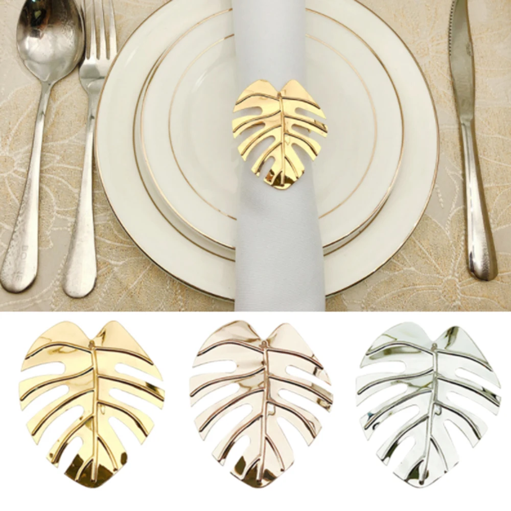 

12pcs/set Napkin Rings Set Leaves Napkin Ring Holders Decorative Napkin Buckle Wedding Party Dinner Table Decoration