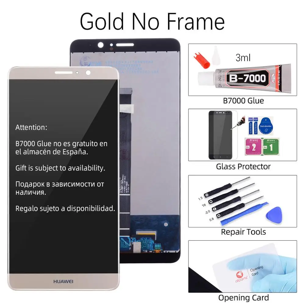 No Frame Gold 5,9 '' ЖК-дисплей для huawei mate 9, сенсорный ЖК-экран, дигитайзер с рамкой, дисплей для huawei mate 9, MHA-L29, замена - Цвет: No Frame Gold