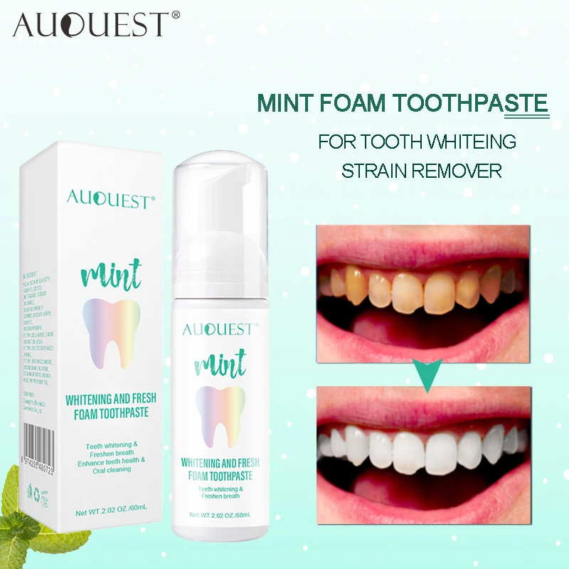 

New Mint Mousse Foam Toothpaste Teeth Whitening Stain Removal Mouth Breathing Freshener Tooth Cleaning Care Toothpaste 60ml