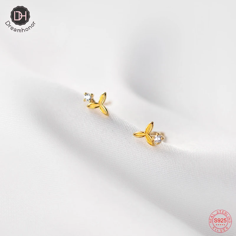 Женские серьги-гвоздики Dreamhonor SMT528 из серебра 925 пробы с клевером