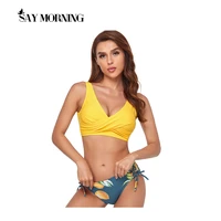 say morning swimsuit straps solid crossover womens swimwear bikini set new 2021 bathing suits beach wear swimming suit summer