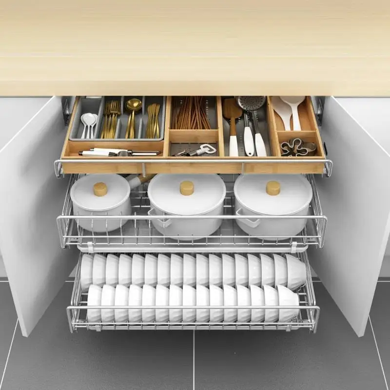 Organizador Cocina Kuchnia аксессуары Organizar Para Armario из нержавеющей стали, органайзер, кухонный шкаф, корзина для хранения