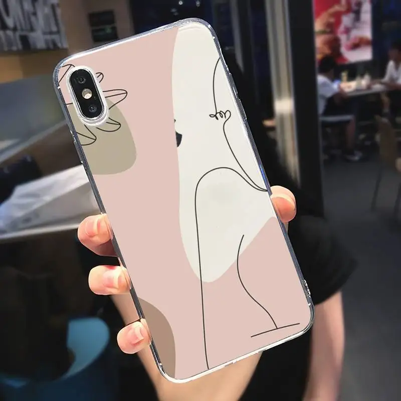 

Abstract line art sexy Phone Case Transparent soft For iphone 5 6 7 8 11 12 s c se plus mini x xs xr pro max cover shell funda