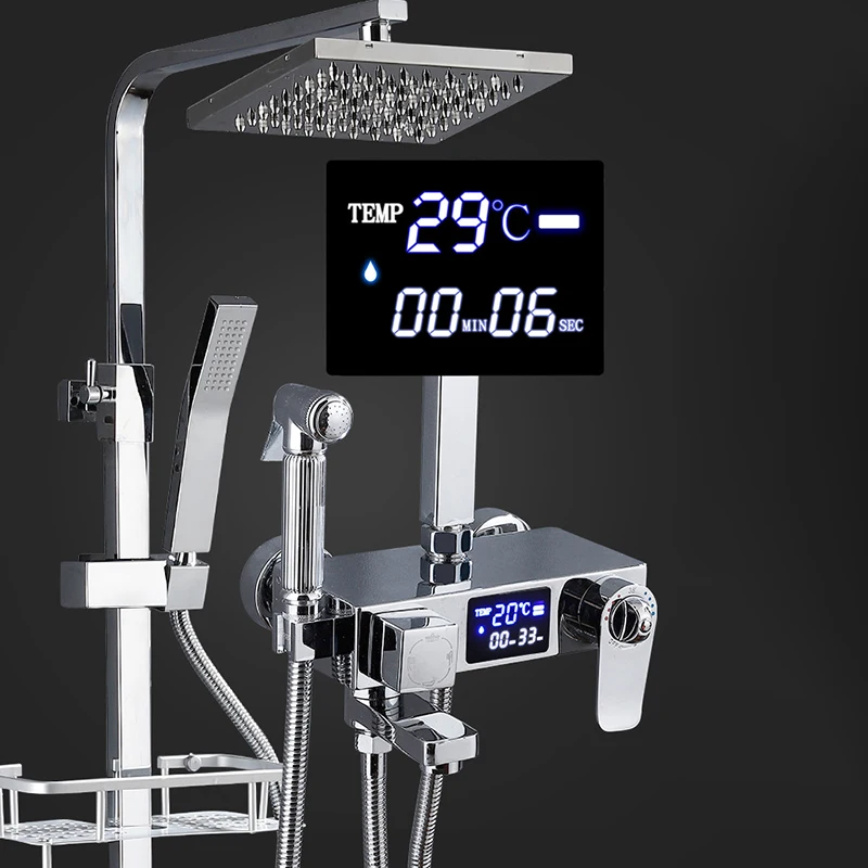 Conjunto Ducha настенный черный набор для душа латунный цифровой дисплей смеситель